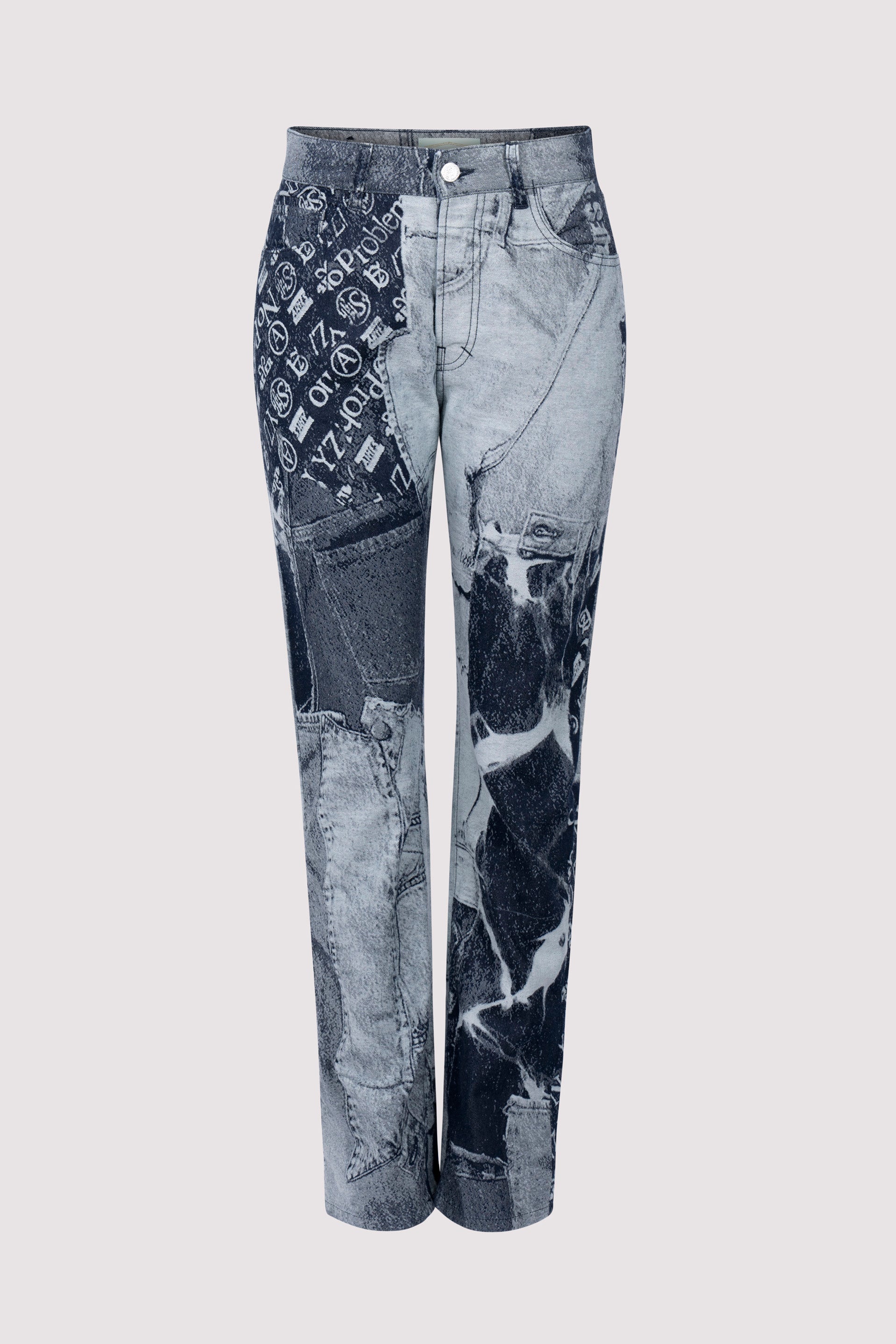Aries Destroyed Logo Printed Batten Jean - Fabric of Society