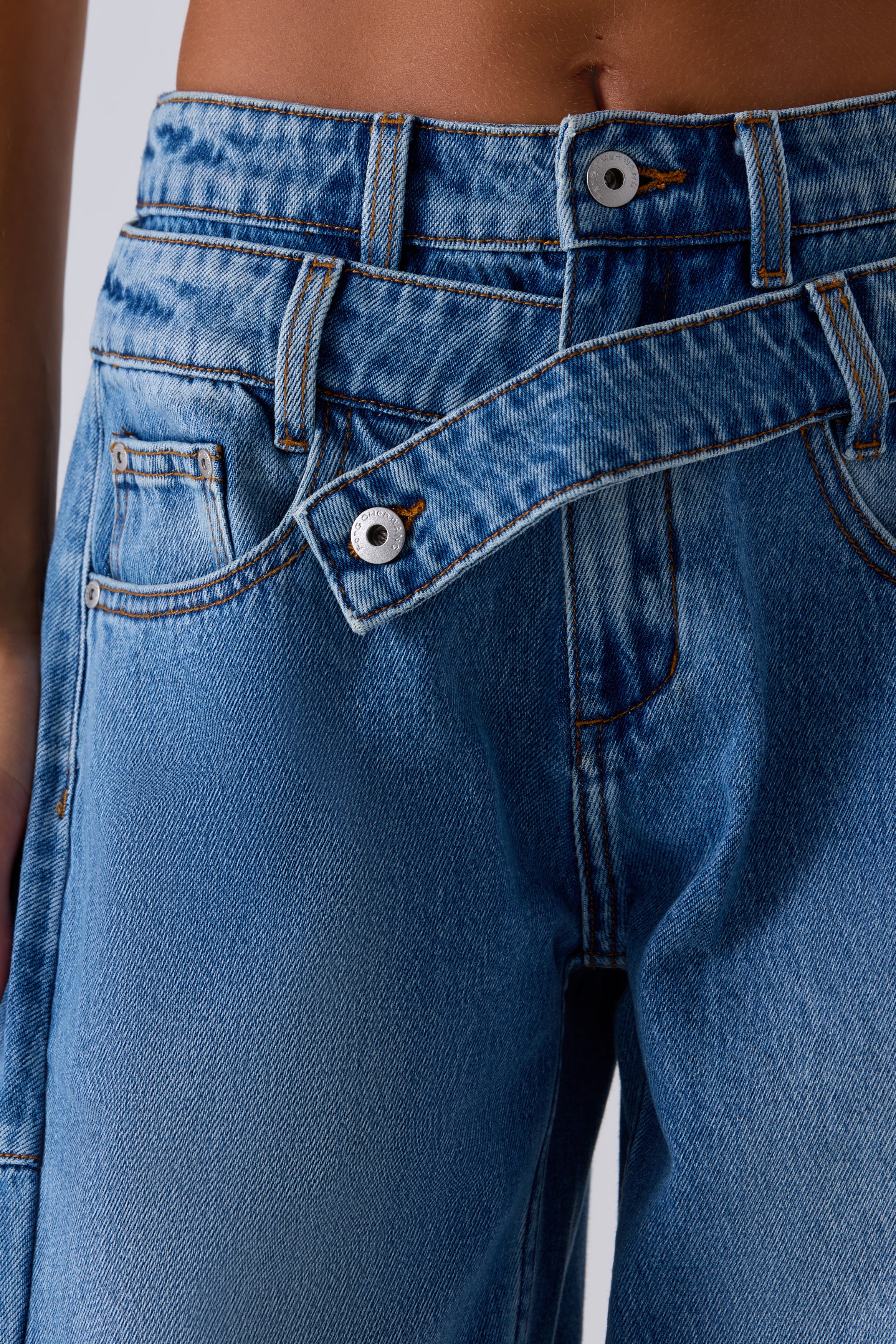 Feng Chen Wang Blue Double Wasit Denim Pants