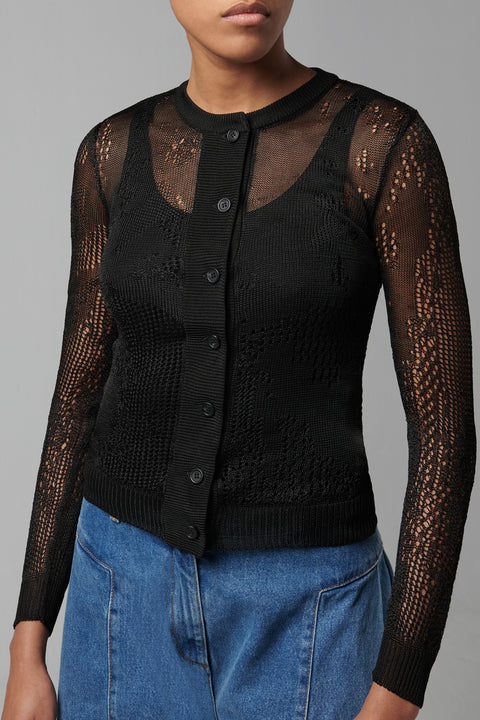 Black Fractured Cardigan