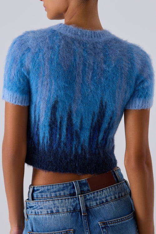 Feng Chen Wang Blue Knit Cropped Graident