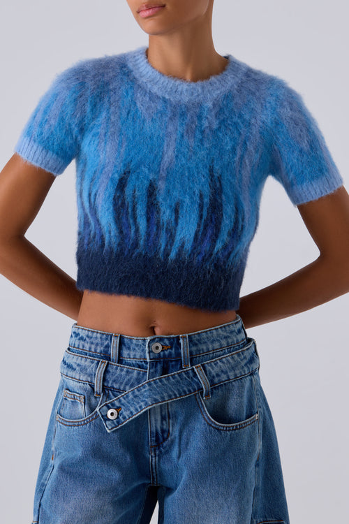 トップス feng chen wang Knit Feng Chen Wang Grey Lace-up Knit Top