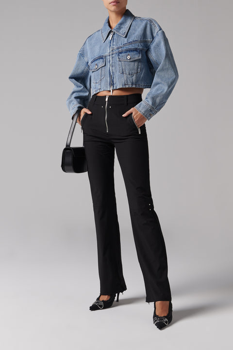 Blue Cropped Denim Jacket