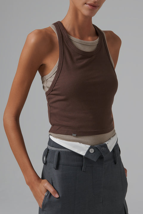 Khaki Easeful Layers Tank Top