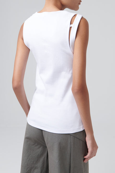 【Heliot Emil】Deconstructed Tank Top Heliot Emil White Deconstructed Tank Top