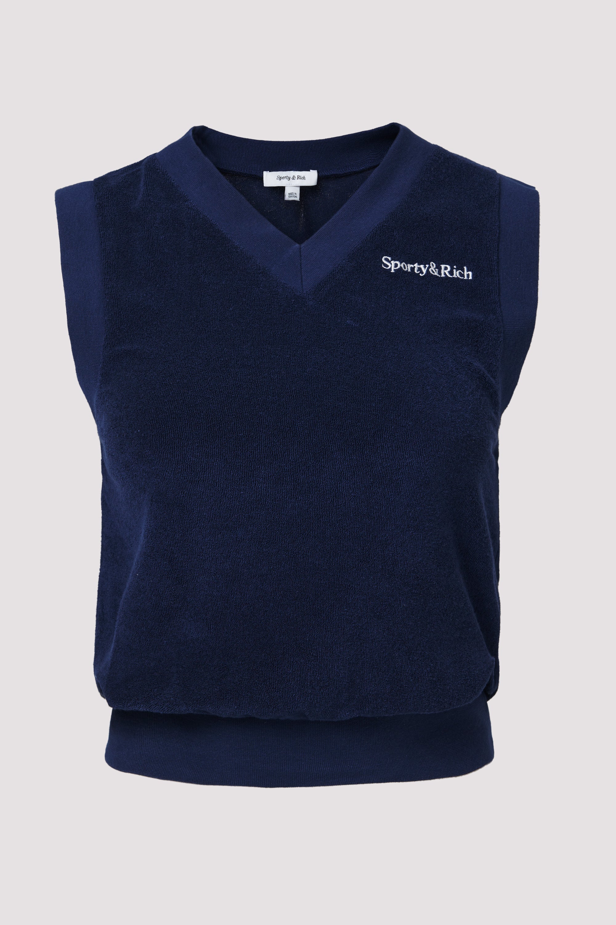 Sporty & Rich Blue Serif Logo Terry Vest - Fabric of Society