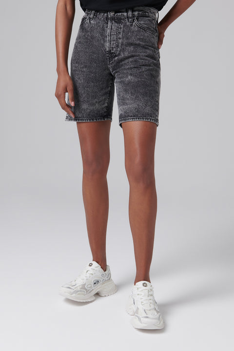 Black Acid Wash Denim Shorts