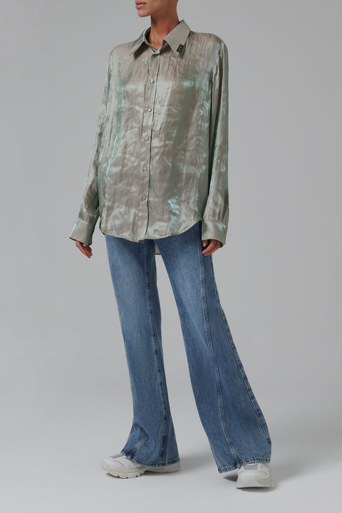 Blue Cross Waistband Flared Jeans