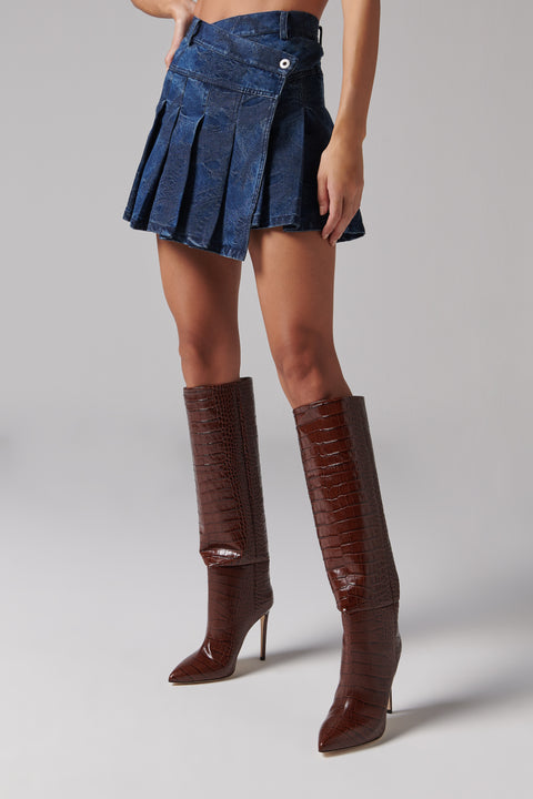 Blue Deconstructed Denim Mini Skirt