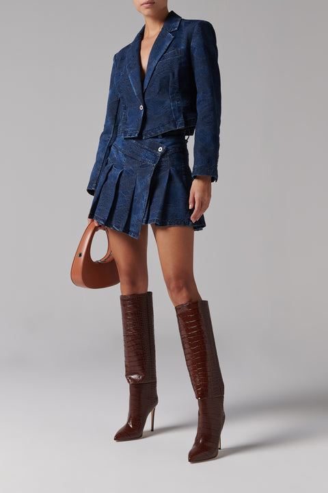 Blue Deconstructed Denim Mini Skirt