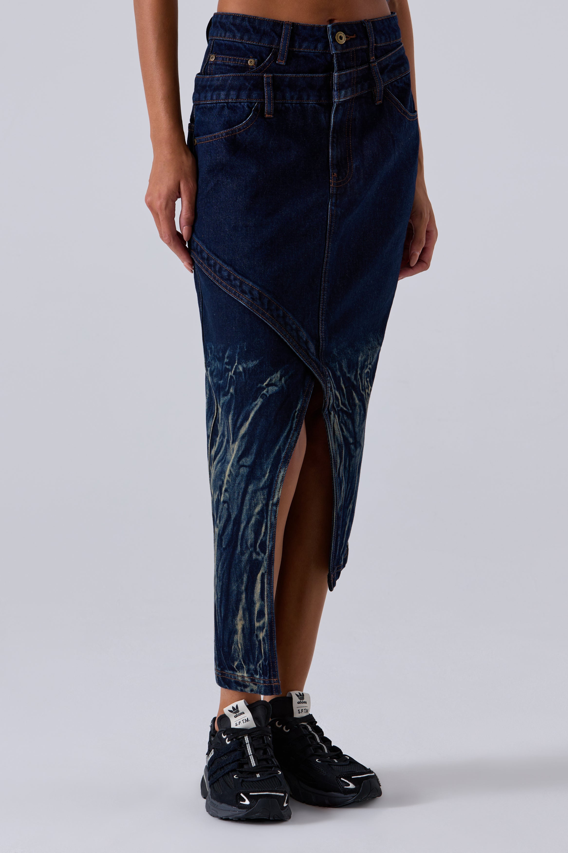 Feng Chen Wang Blue Tie Dye Denim Skirt