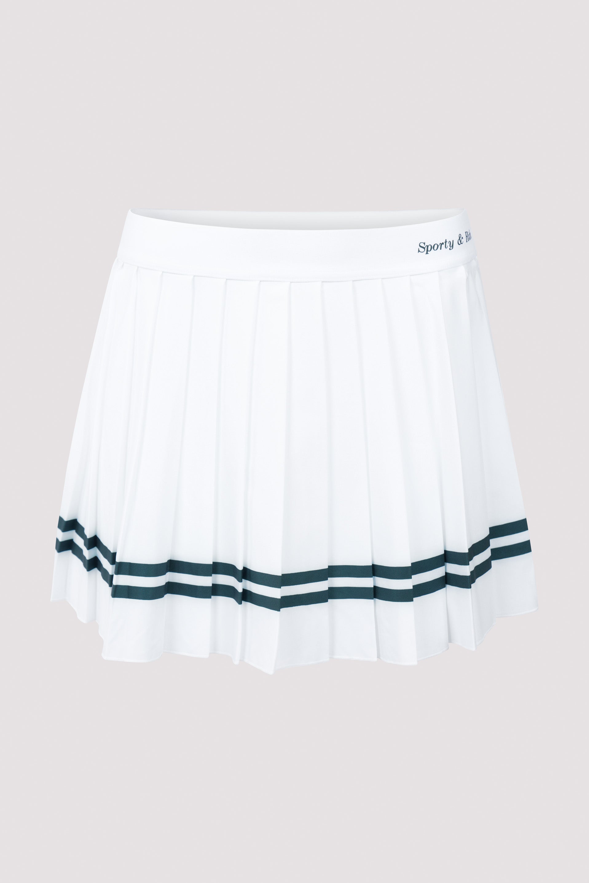 ★Sporty & Rich★ Classic Logo Pleated Skirt Off White SKAW2 Classic Logo Pleated Skirt - White/Forest – Sporty & Rich