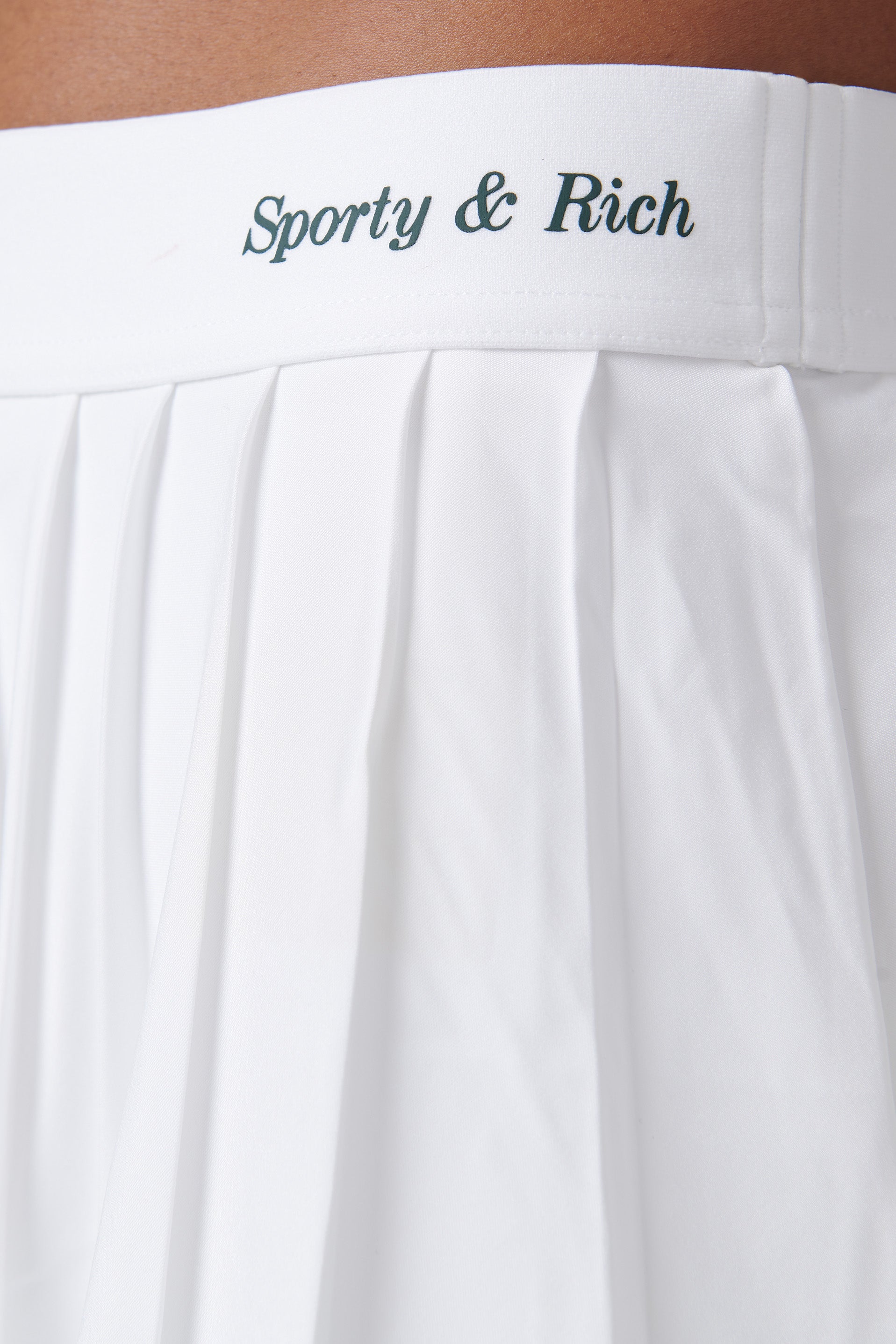 Sporty & Rich White Classic Logo Pleated Mini Skirt