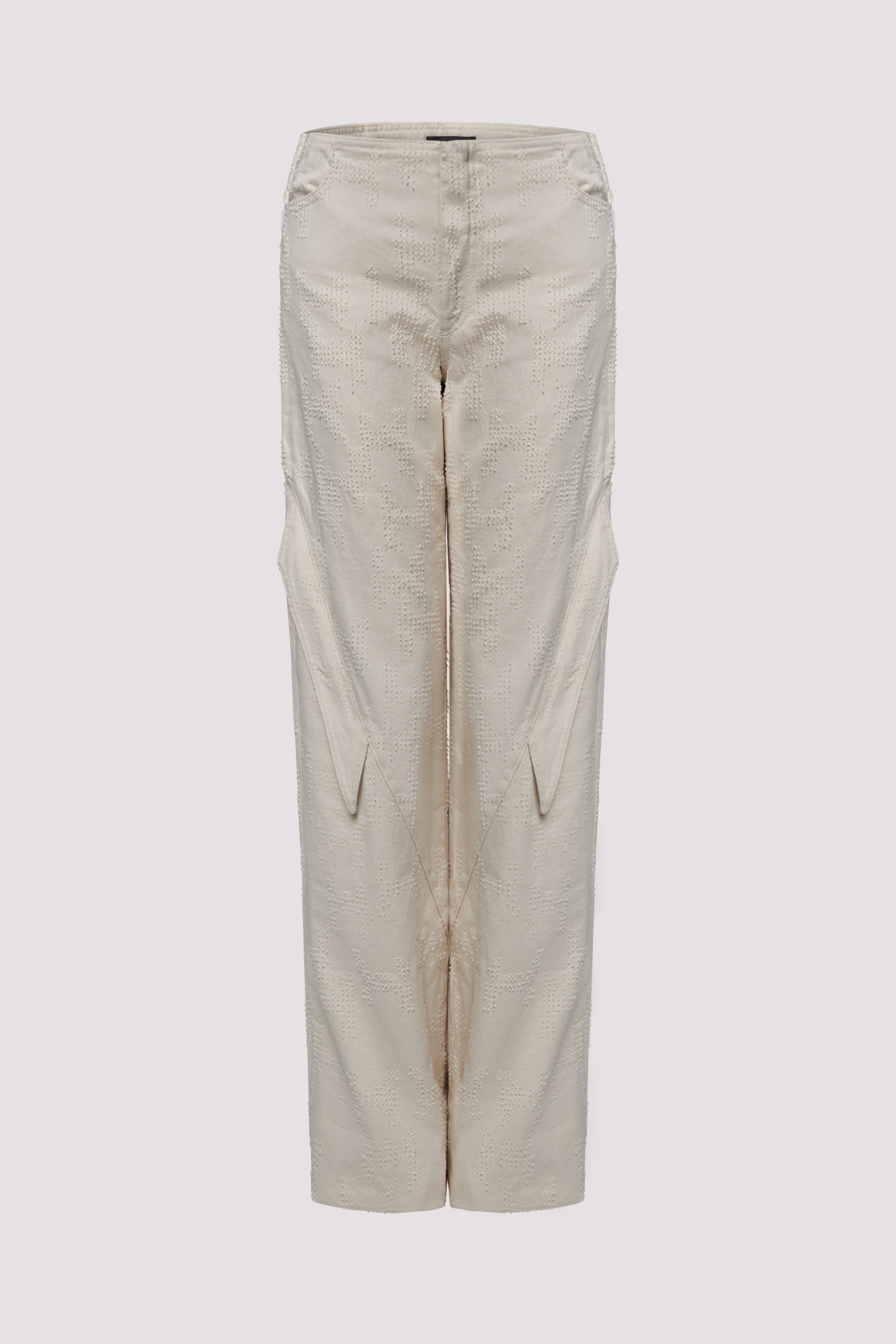 Beige Mycelium Wide-Leg Pants