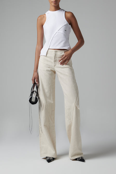 Beige Mycelium Wide-Leg Pants