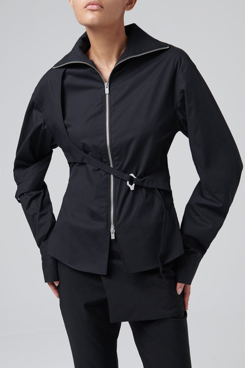Black Fitted Carabiner Shirt Jacket