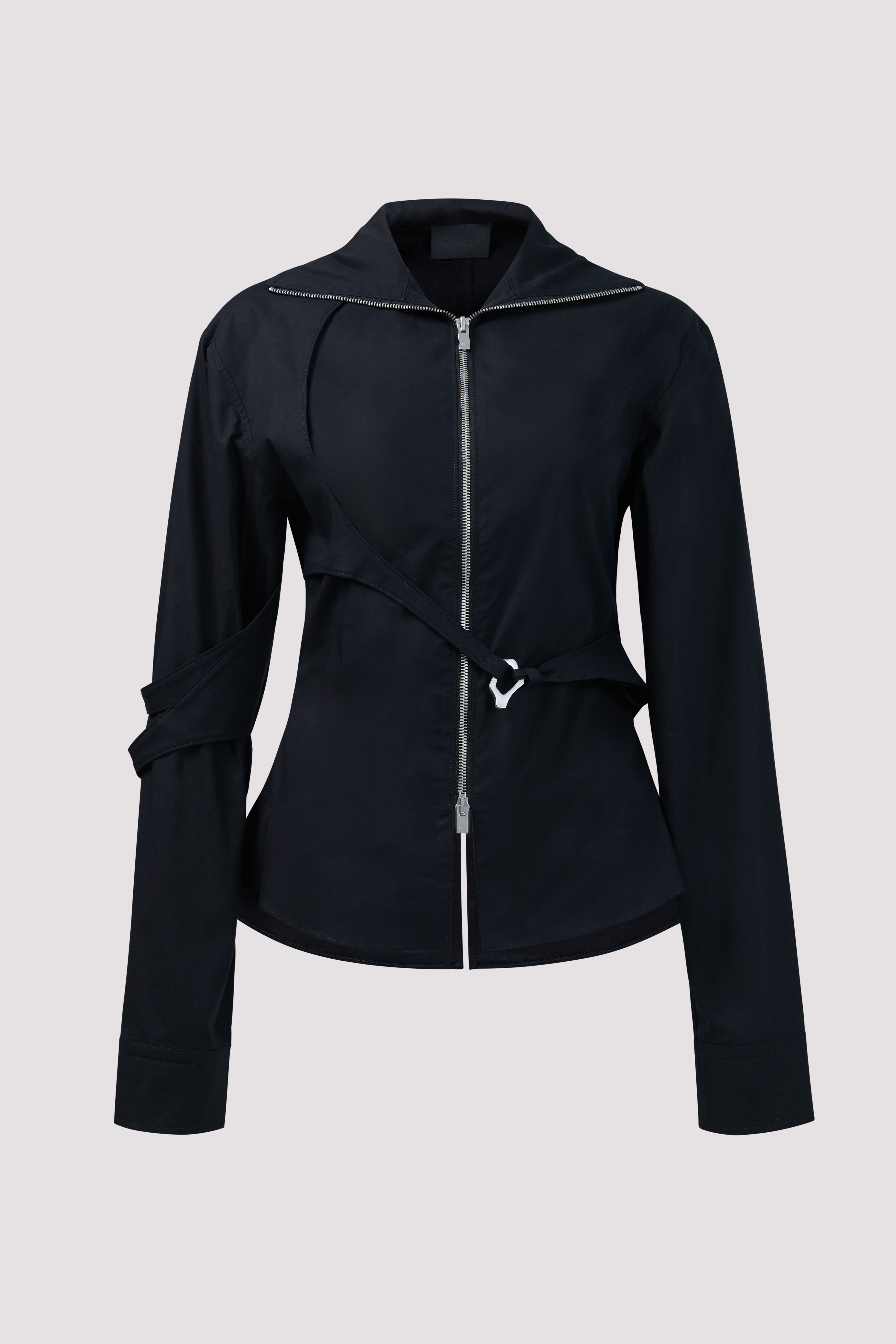 Heliot Emil Black Fitted Carabiner Shirt Jacket