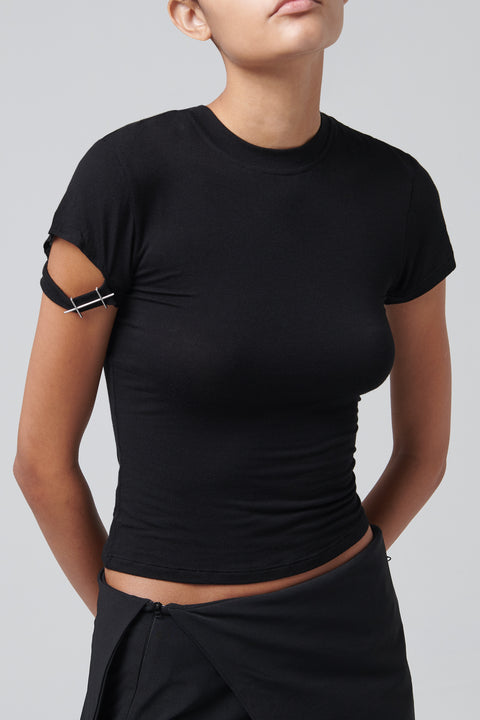 Black Armband Fitted T-Shirt