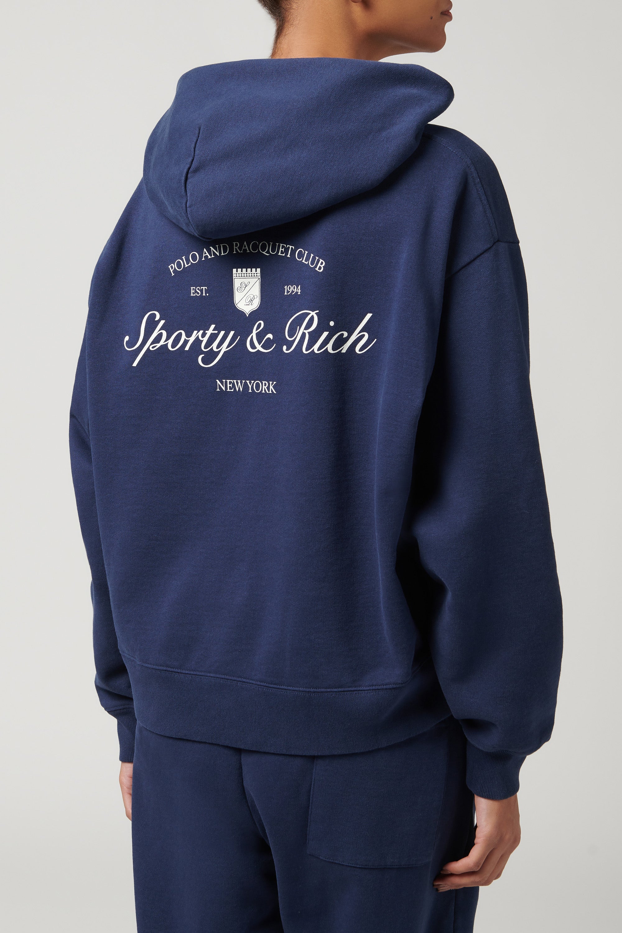 Sporty & Rich スポーティーアンドリッチ パーカー S 紺 【古着】【中古】 Sporty & Rich Navy Syracuse Hoodie