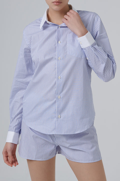 Blue SRC Embroidered Button Down Shirt