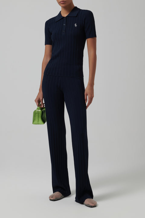 Blue Src Ribbed Polo