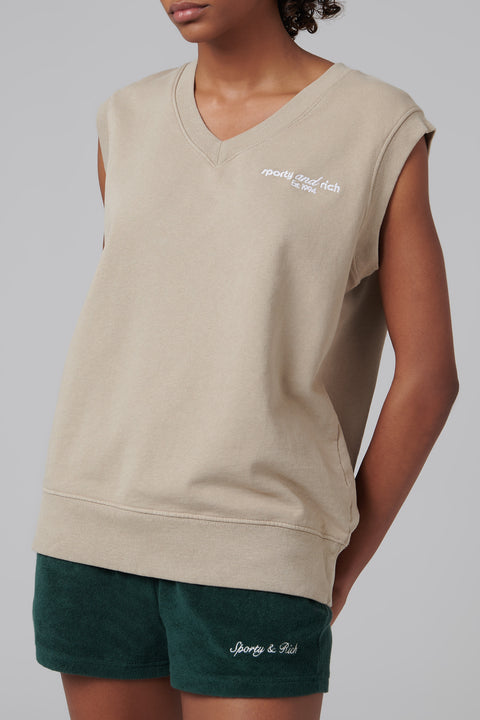 Sporty & Rich Beige V Neck Vest
