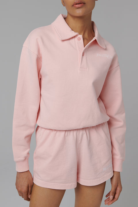 Sporty & Rich Pink Rizzoli Cropped Polo Shirt