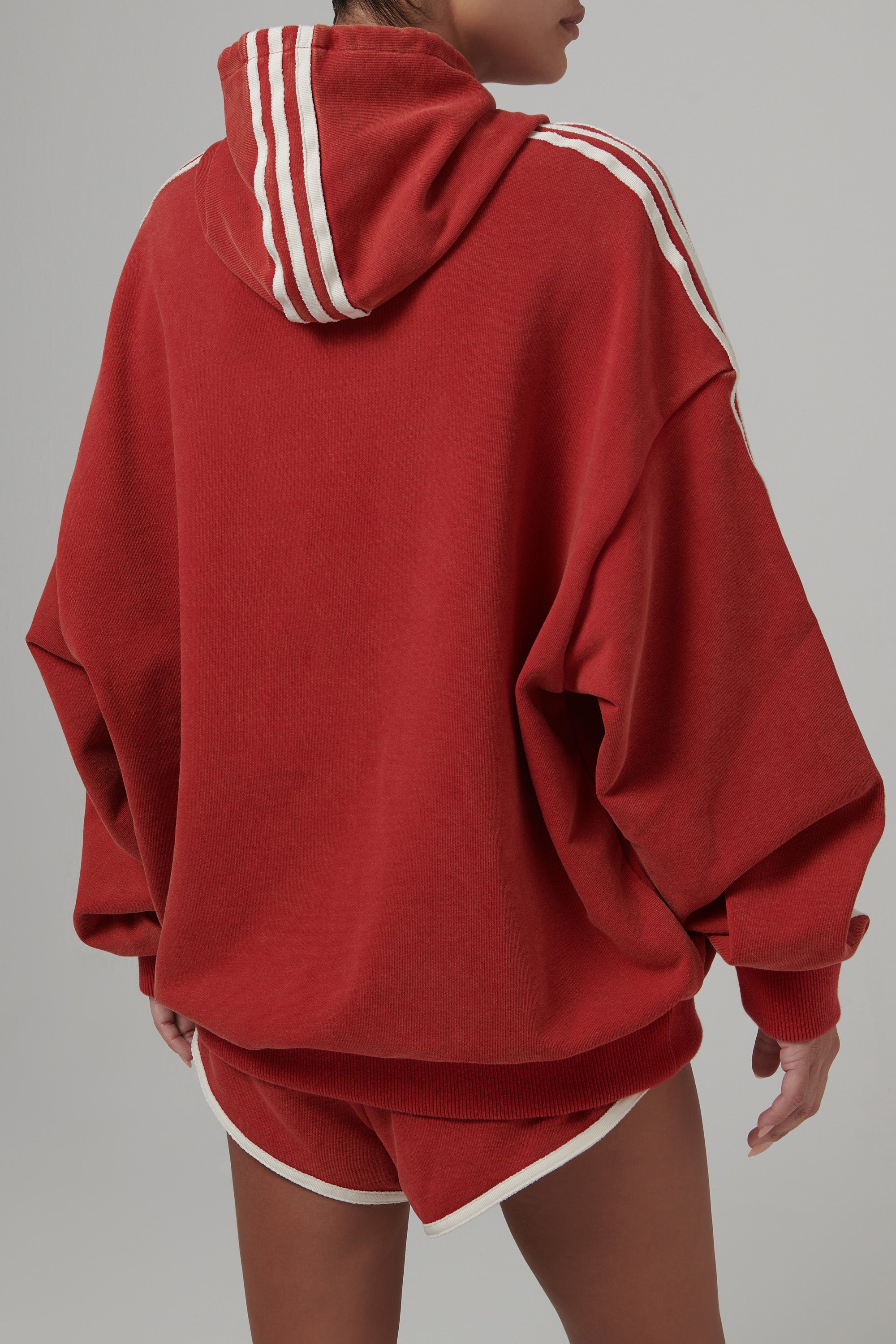 Adidas Red Oversized Shoulderless Hoodie