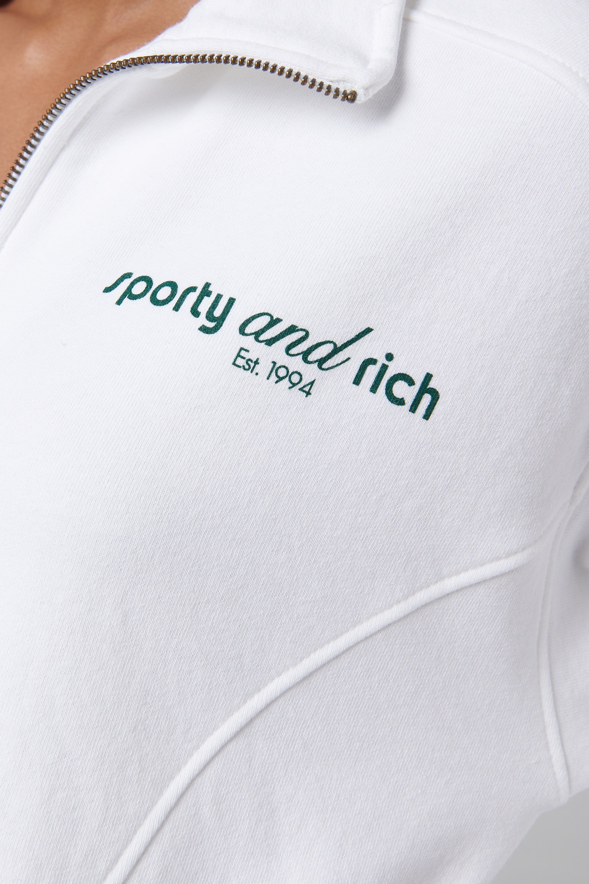 Sporty & Rich White Quarter Zip Hoodie - Fabric of Society