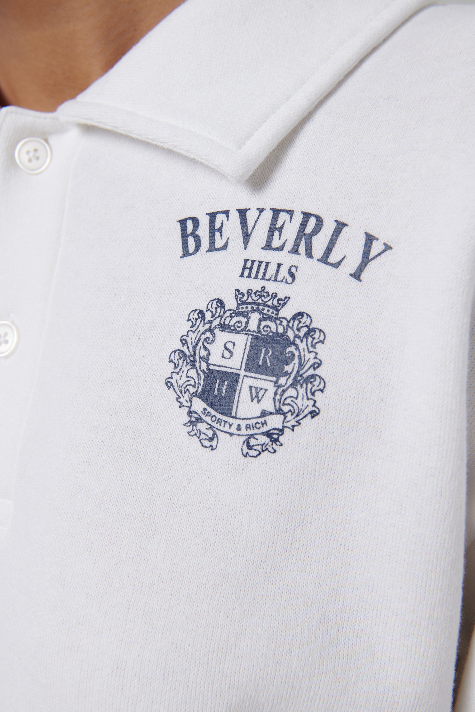 Sporty & Rich White BH Crest Soft Polo Shirt