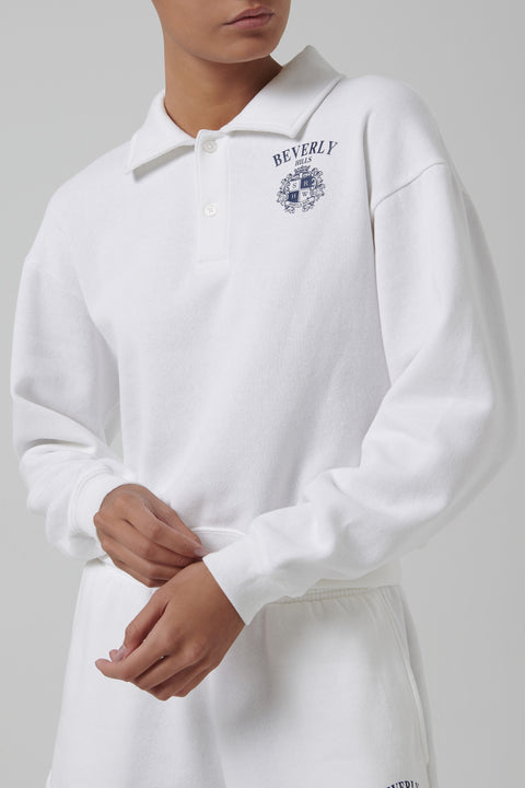 White BH Crest Soft Polo Shirt