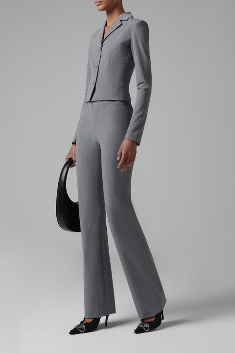 Grey Wool Slim-Leg Pants