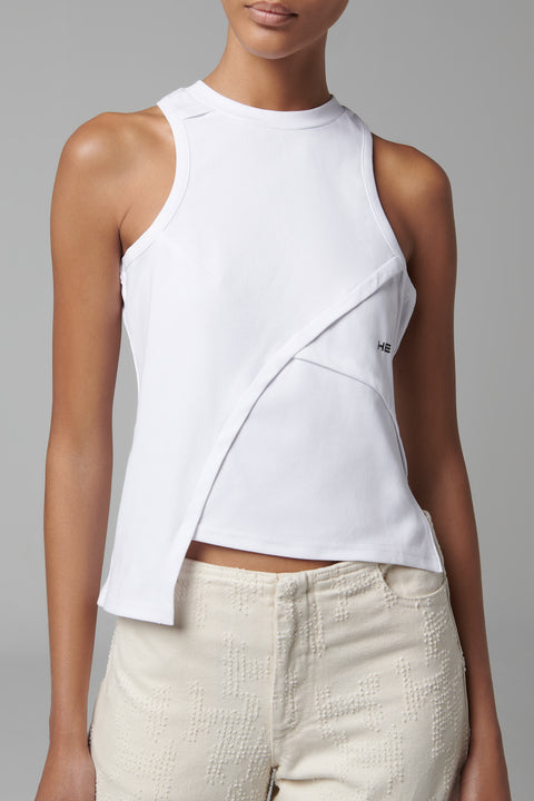 White Deconstructed Tank Top
