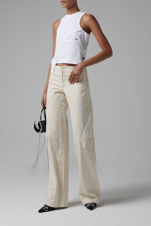 White Deconstructed Tank Top