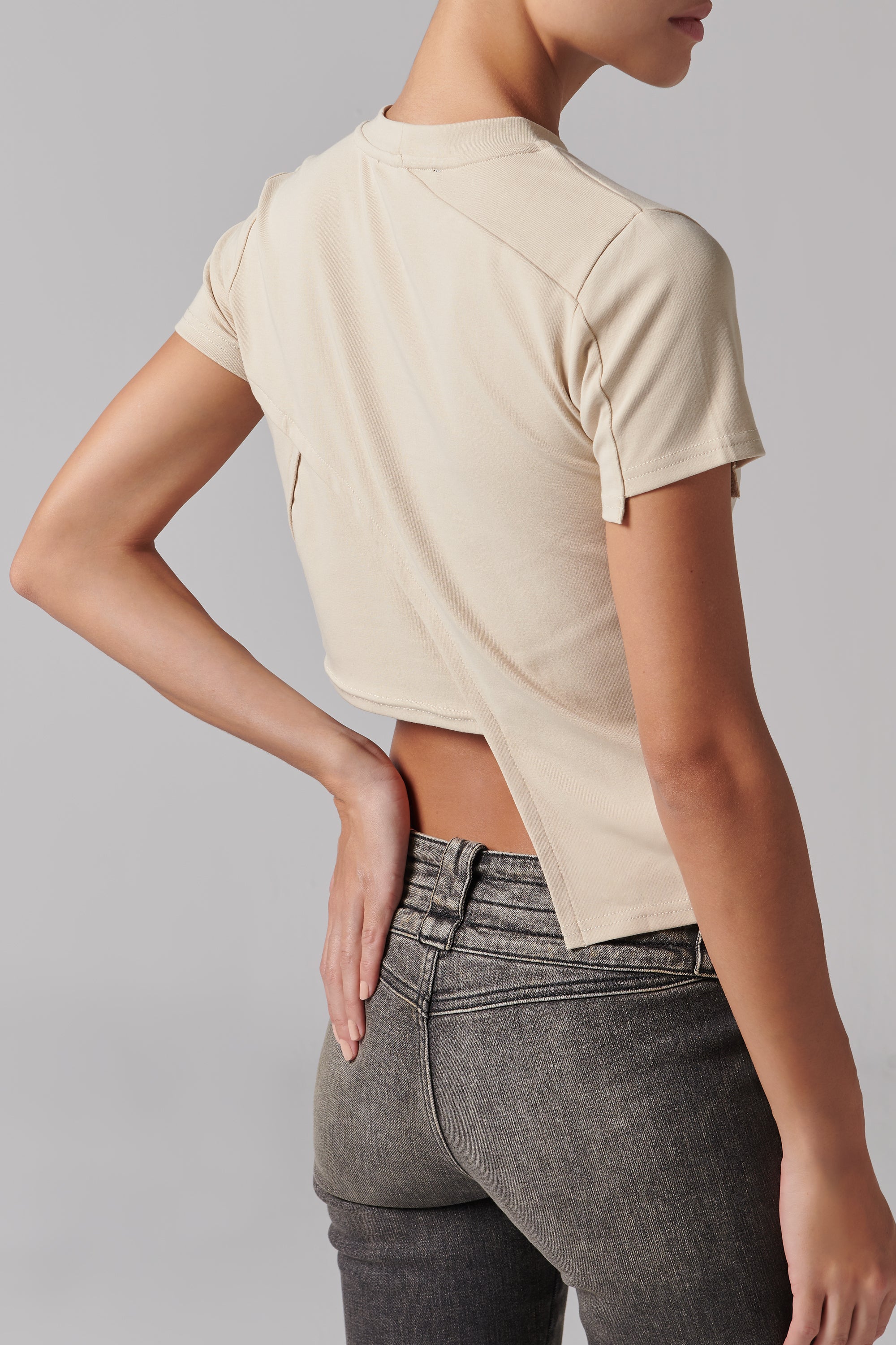Heliot Emil Beige Deconstructed T-Shirt