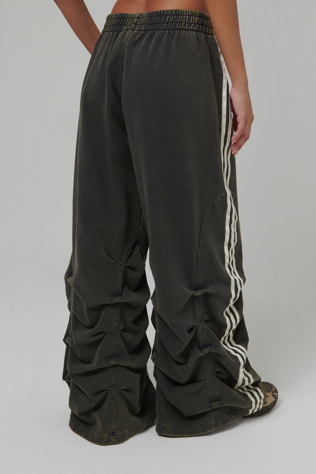 Adidas Black Oversized Pleated Track Pants
