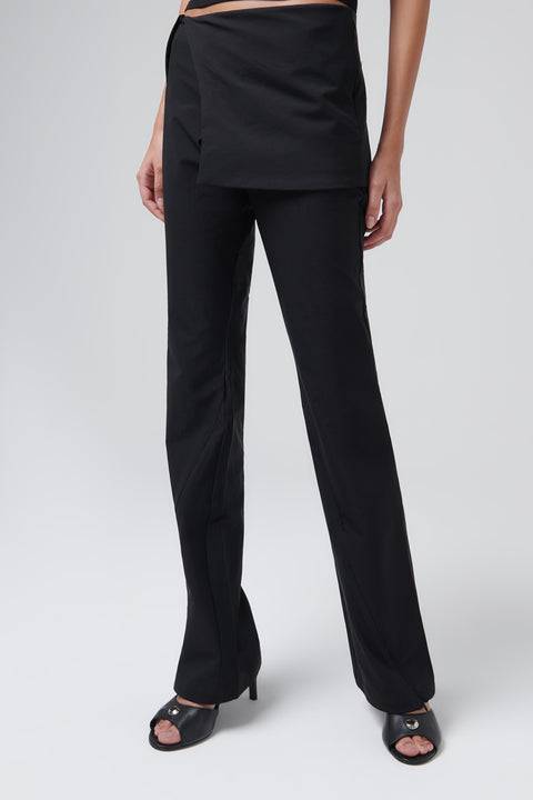 Black Front Slit Zip Skirt Pants