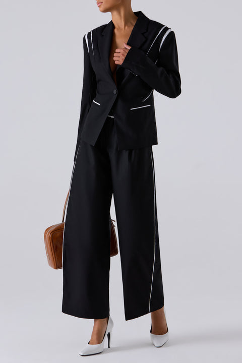 Black Deconstructed Seam Pants