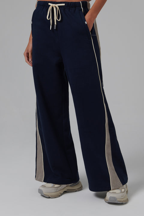 Blue Paneled Sweatpants