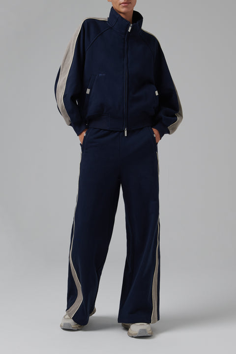 Blue Paneled Sweatpants