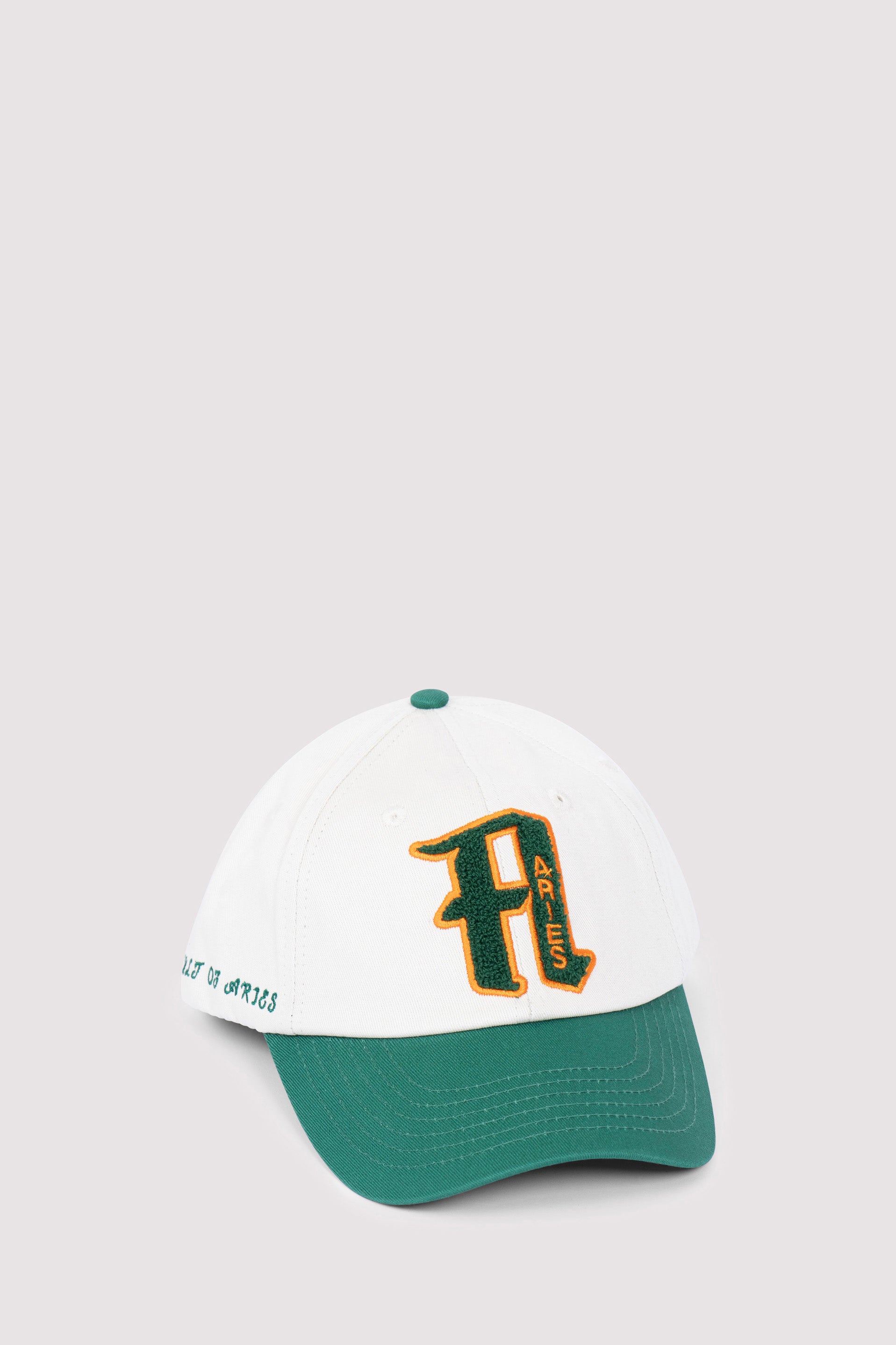 Aries White and Green Varsity Cap