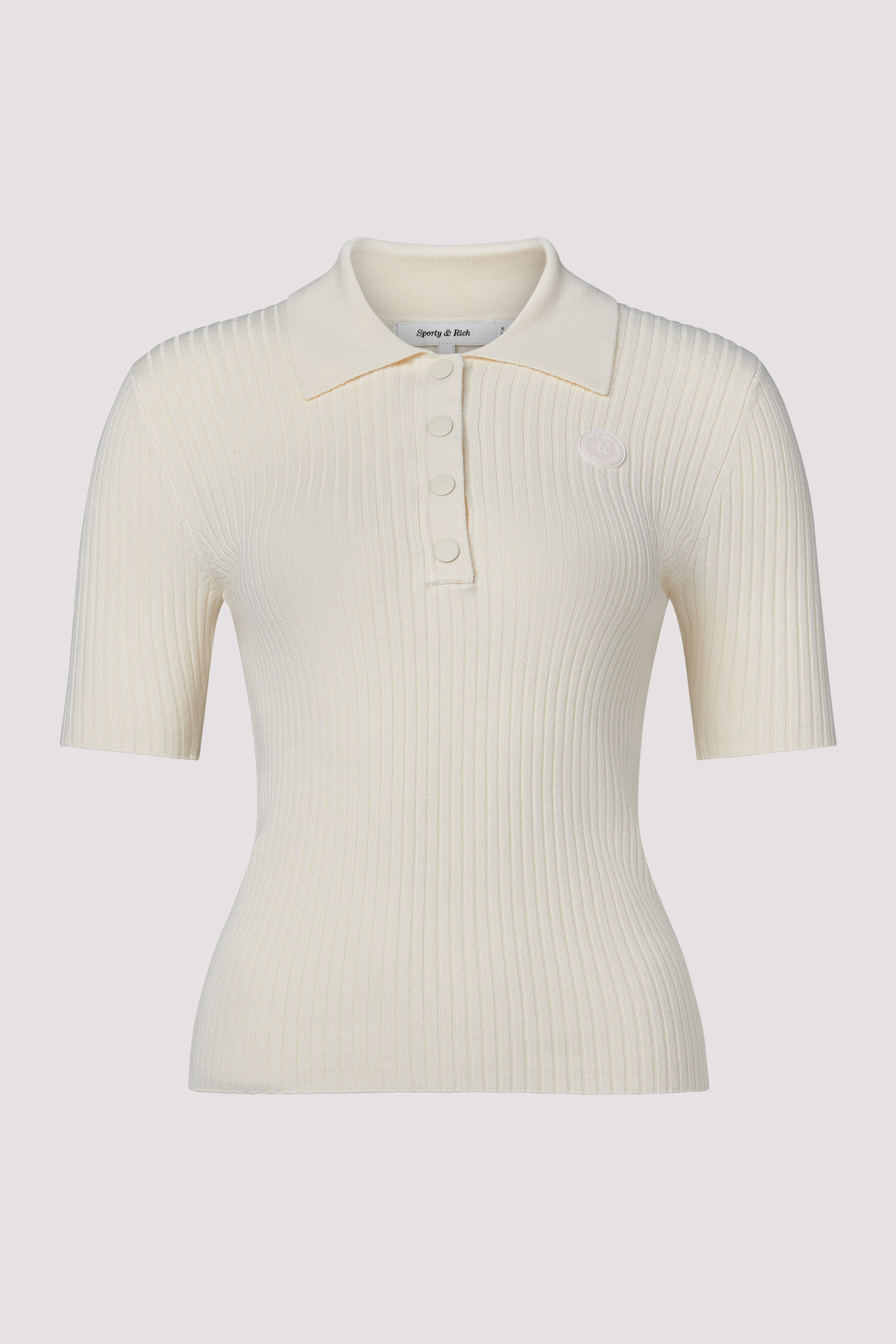 トップス sporty&rich SRHWC RIBBED POLO Sporty & Rich Beige SRHWC Ribbed Polo