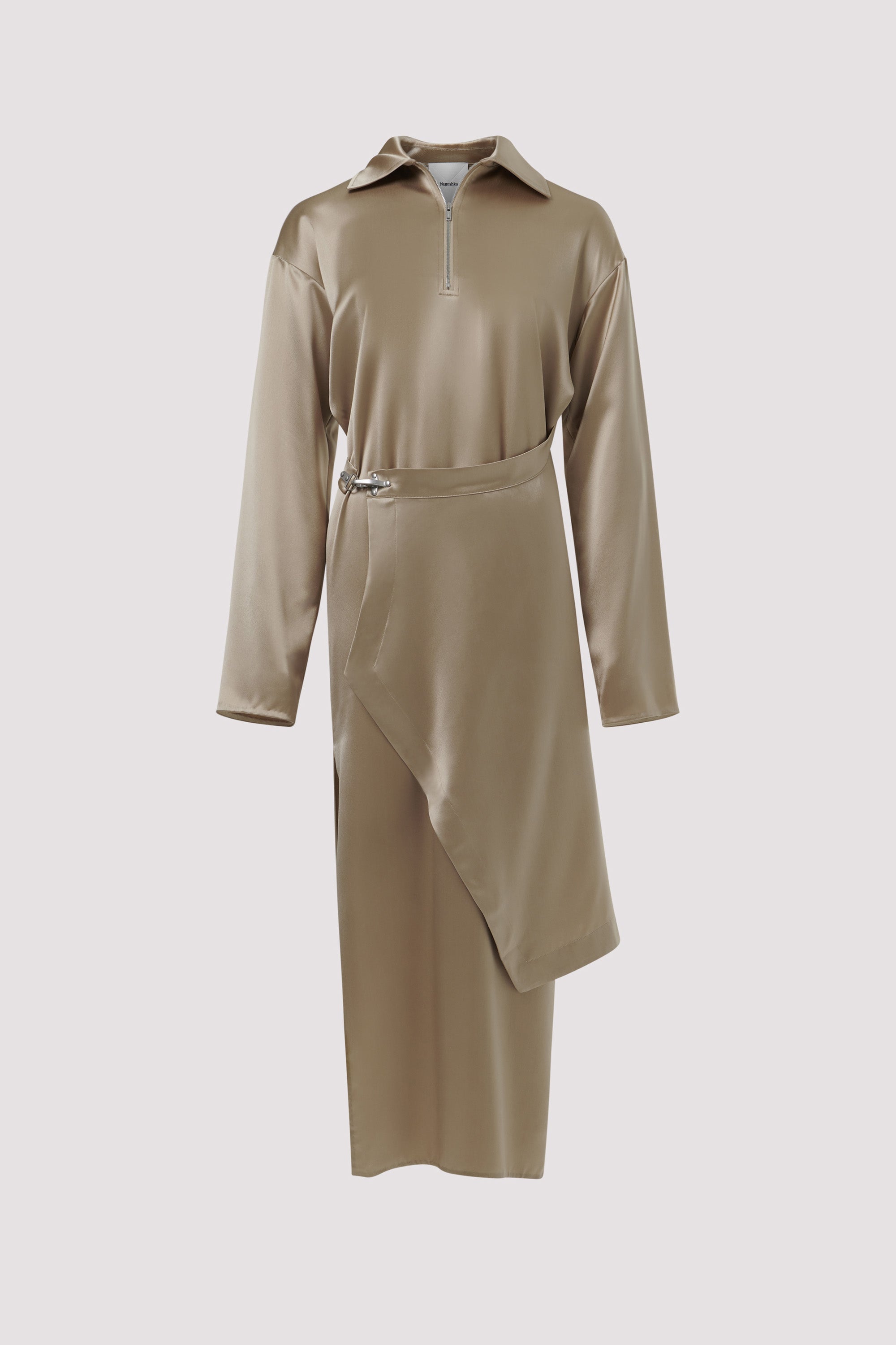 nanushka midi dress Nanushka Beige Haylen Heart Neckline Midi Dress