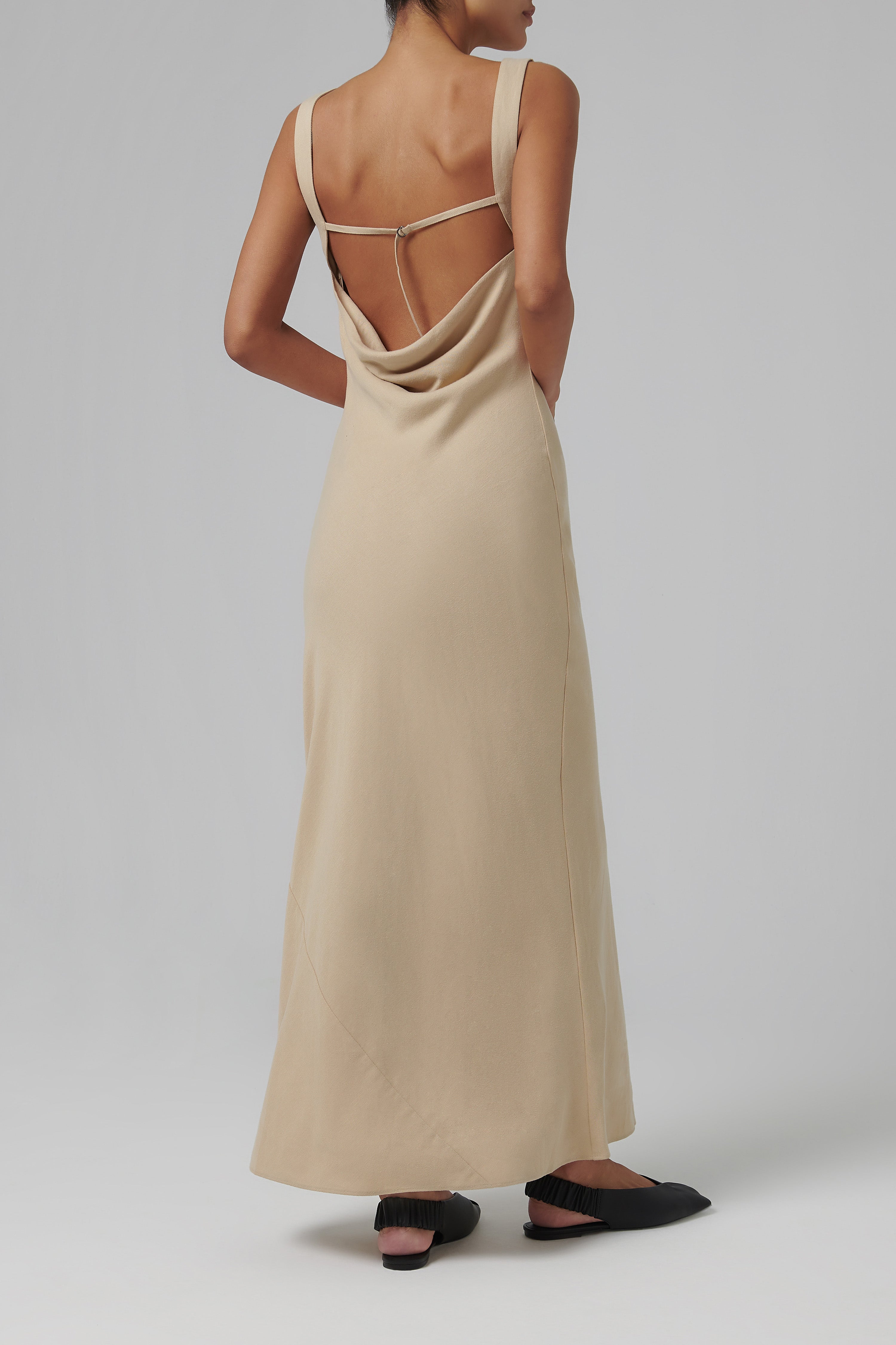 St. Agni Beige Double Drape Dress St. Agni Beige Double Drape Dress