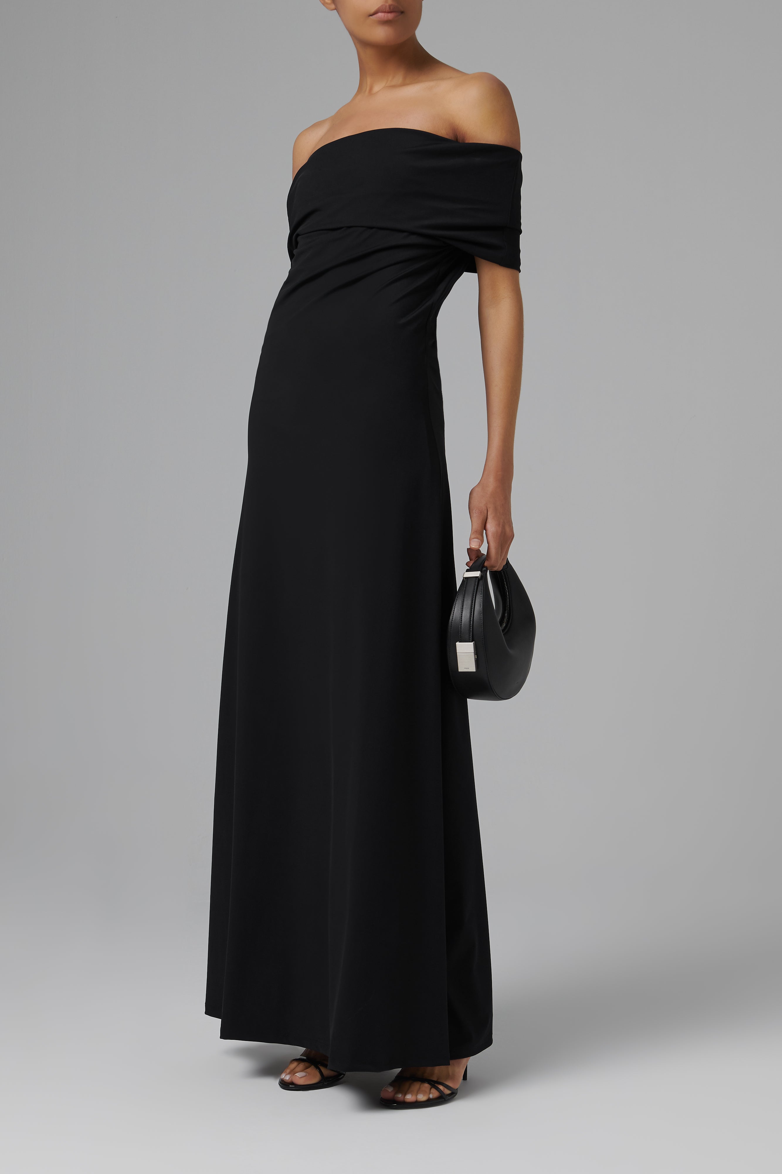 Rohe Black Asymmetrical Off Shoulder Maxi Dress Rohe Black Asymmetrical Off Shoulder Maxi Dress
