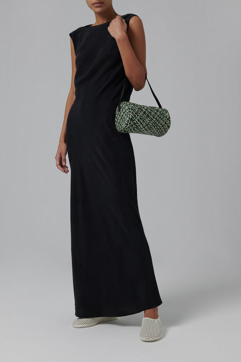 Black Draped Cowl Dress