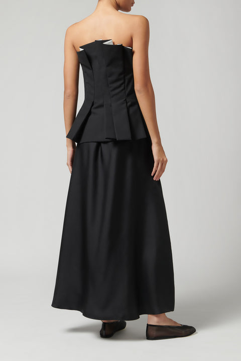 Black Sculptural Tulip Bustier Dress