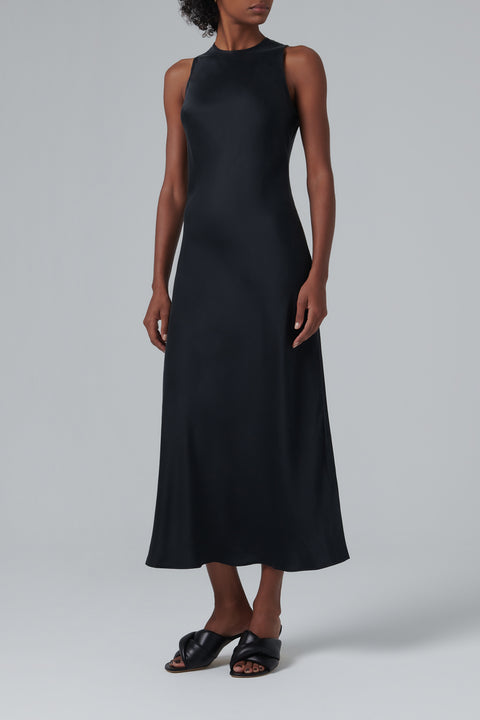 Black Valencia Silk Maxi Dress