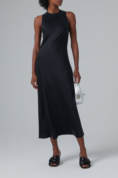 Black Valencia Silk Maxi Dress