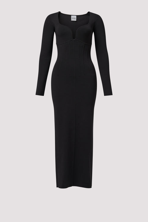Nanushka Black Jerica Pintuck Details Midi Dress