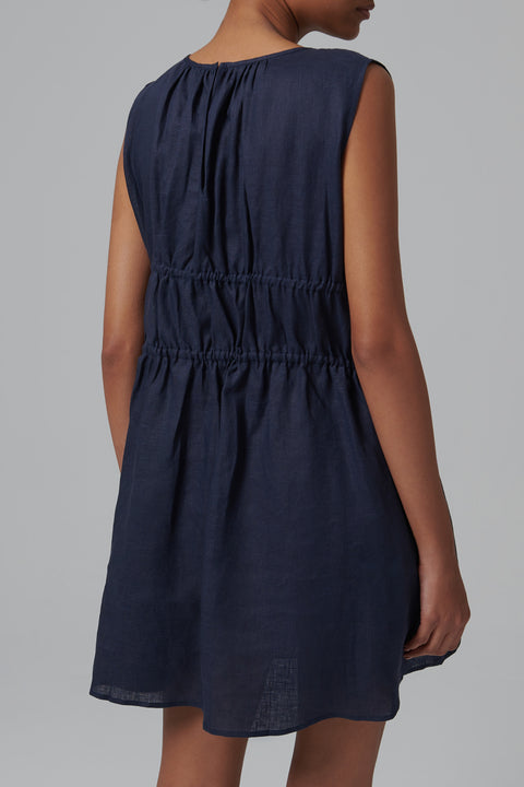 Blue Como Linen Mini Dress